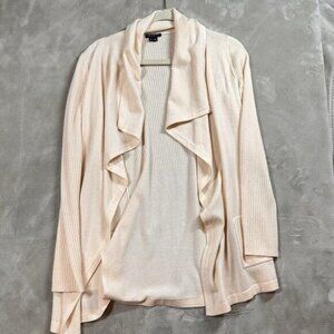 Theory Cashmere Open Cardigan Sweater Size Small Cream Luxury Mid Length